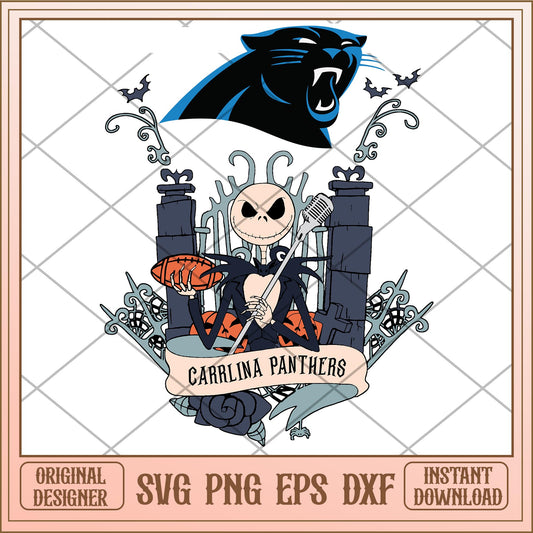 Carolina Panthers Jack Halloween bundle svg, The Nightmare Before Christmas Svg, digital download