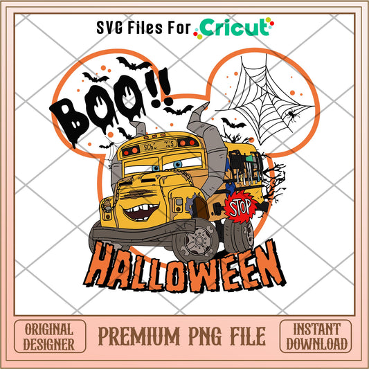 Cars Deluxe Miss Fritter Boo halloween png, cars png, digital download