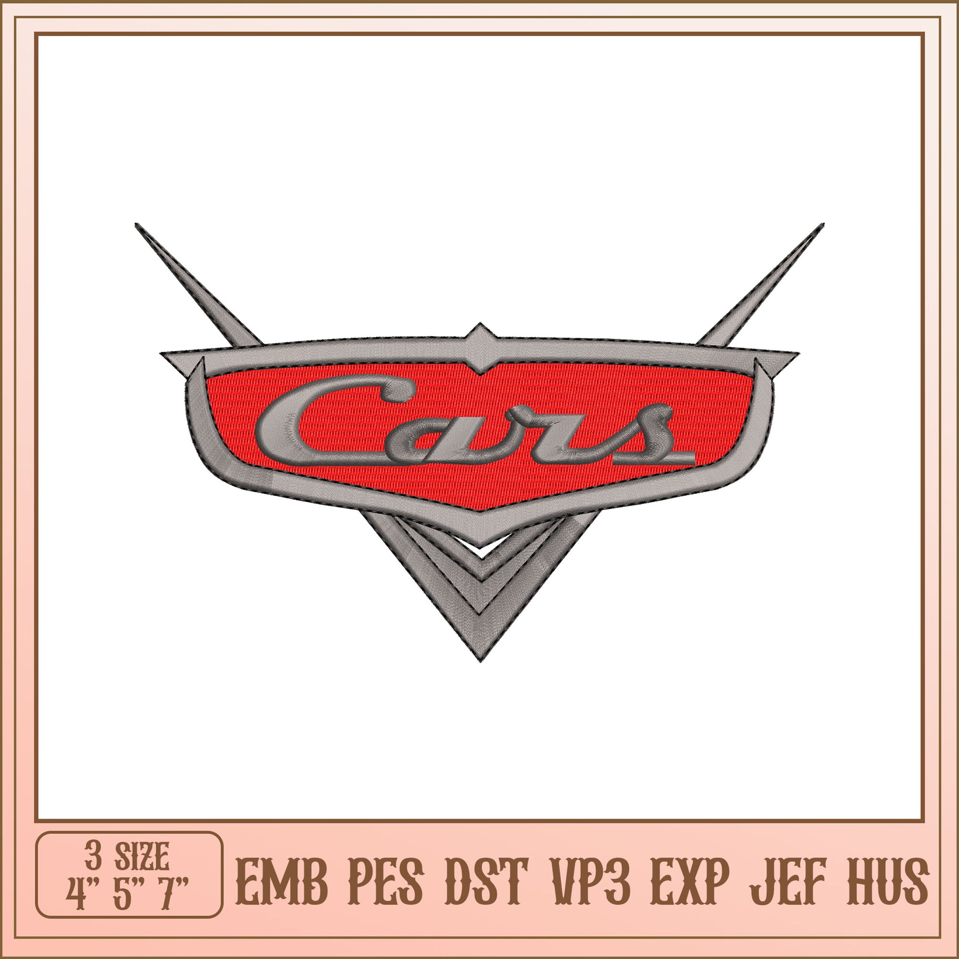 Cars Embroidery Design - 3 Sizes
