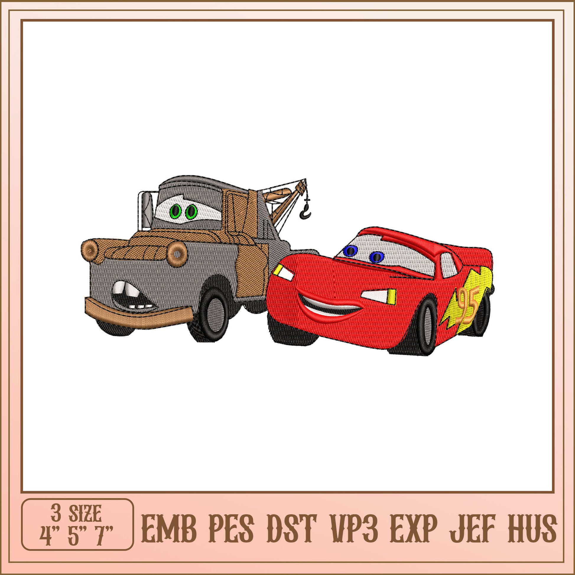 Cars Embroidery Design 3 Sizes