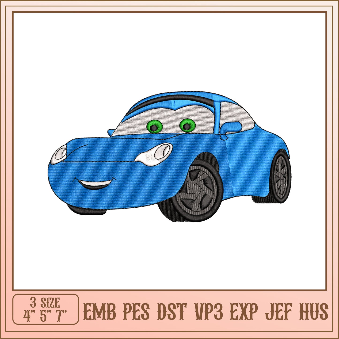 Cars Embroidery Design 4x7 Inch