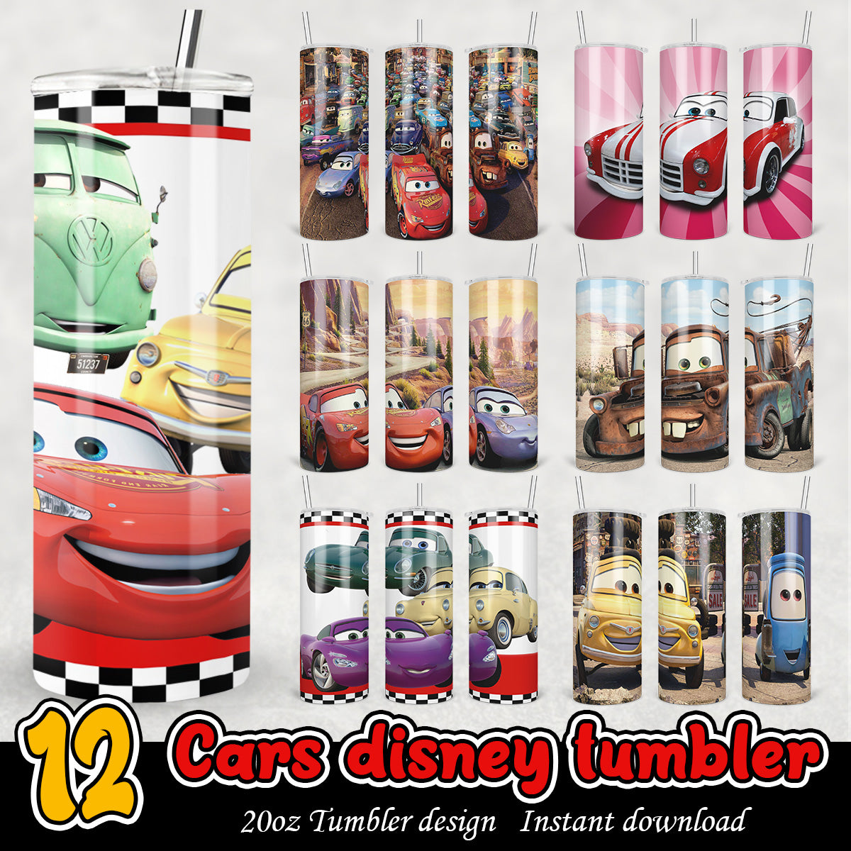 Cars Disney Tumbler Wrap Png, Disney 20oz tumbler bundle