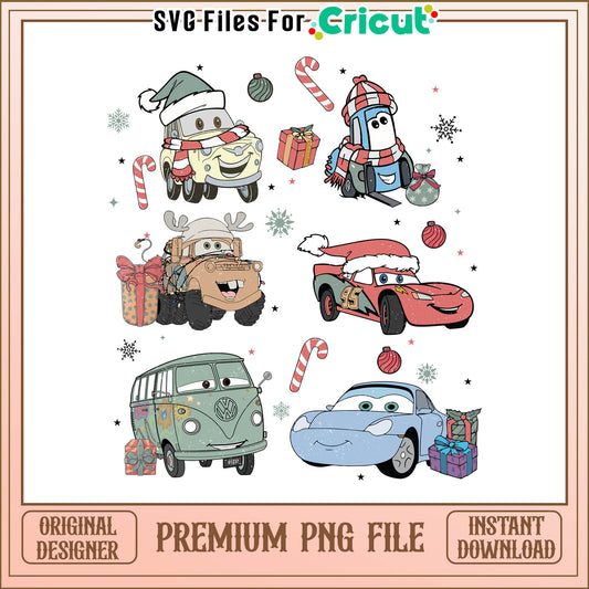 Cars movie characters png, disney cars merry christmas png