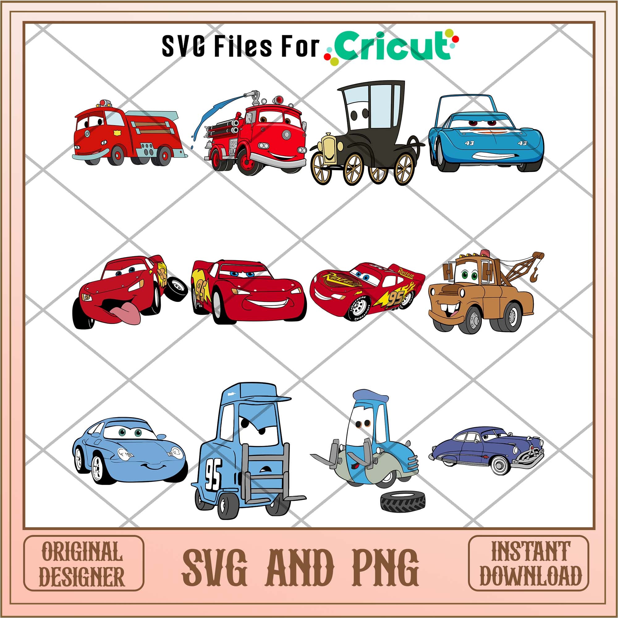 Cars characters drawing art svg bundle ver 2 – svg files for cricut