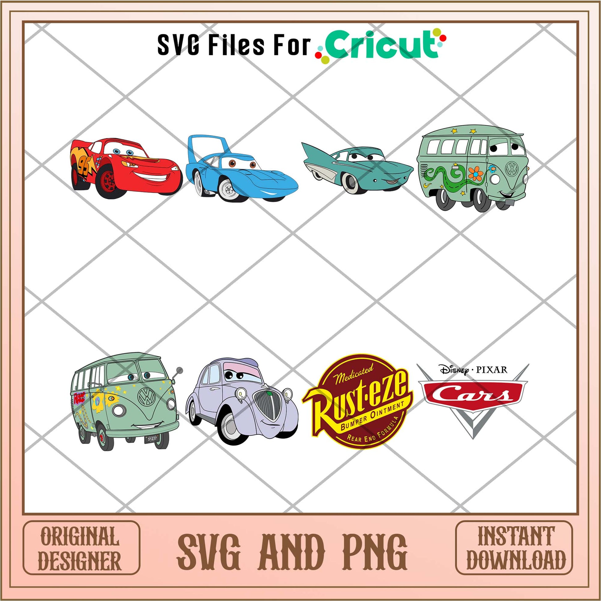 Cars characters drawing art svg bundle ver 3