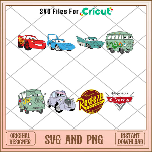 Cars characters drawing art svg bundle ver 3