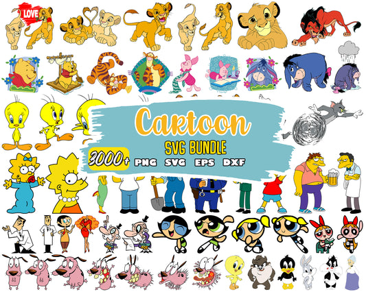 Cartoon popular characters bundle svg, popular cartoons​ svg