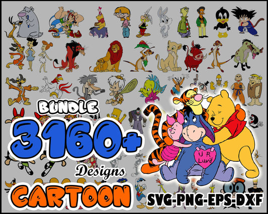 Disney cartoon characters bundle svg, popular cartoon​ svg