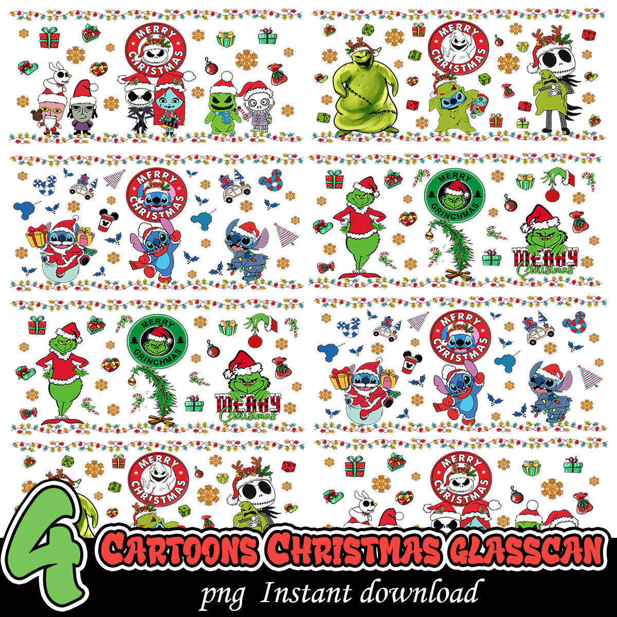 Cartoon Christmas glass can bundle, Christmas glasscan bundle