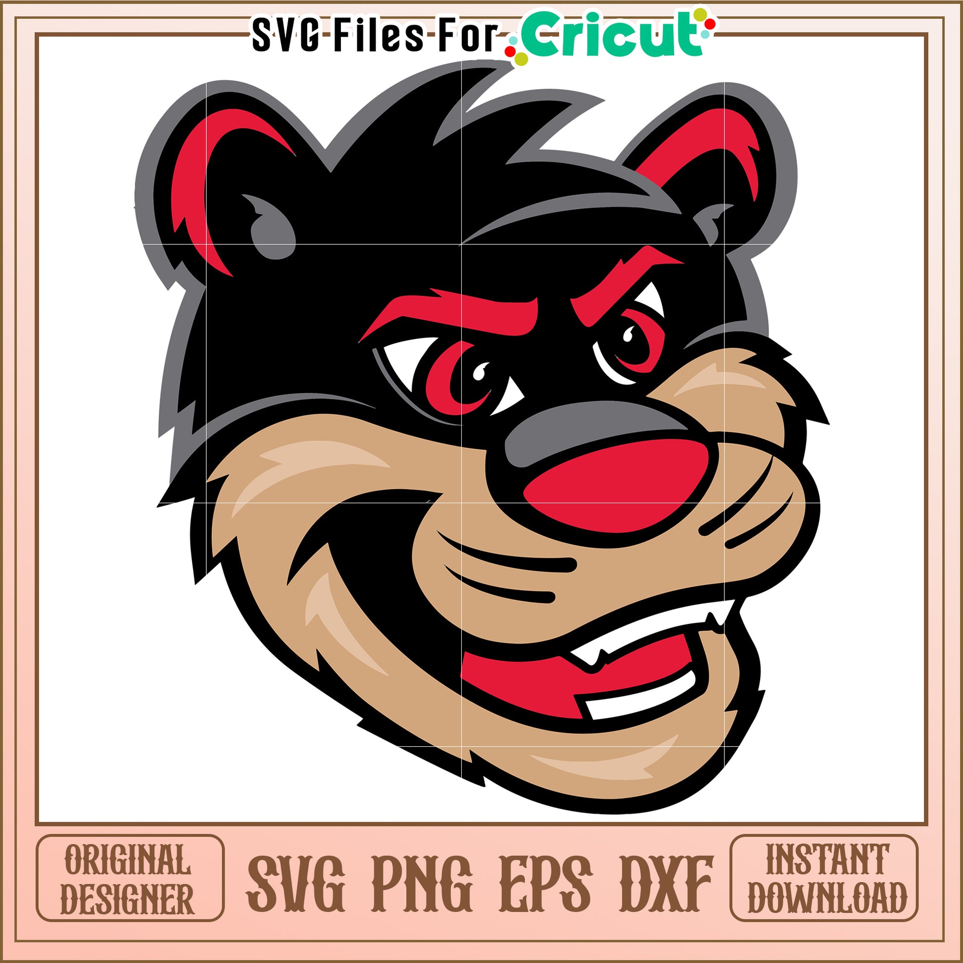 Cartoon animal head design for DIY projects, perfect for Cricut crafts