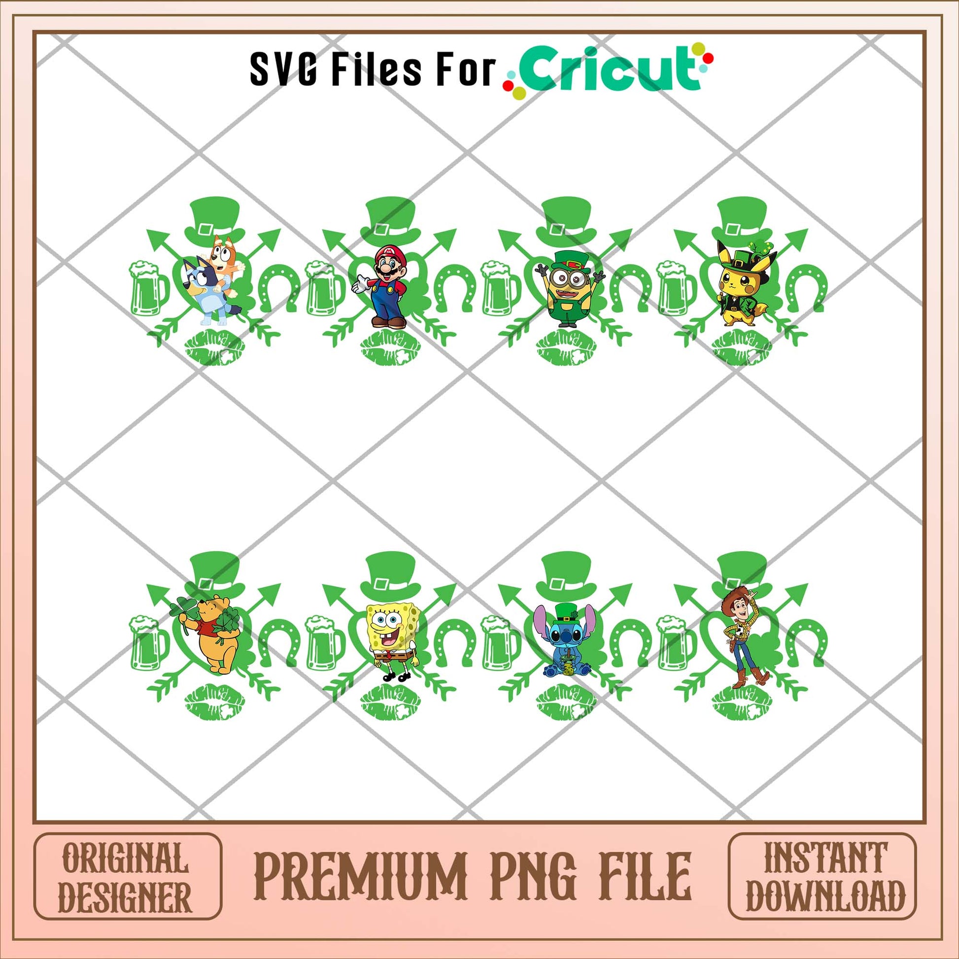 Cartoon St Patrick day green art png bundle