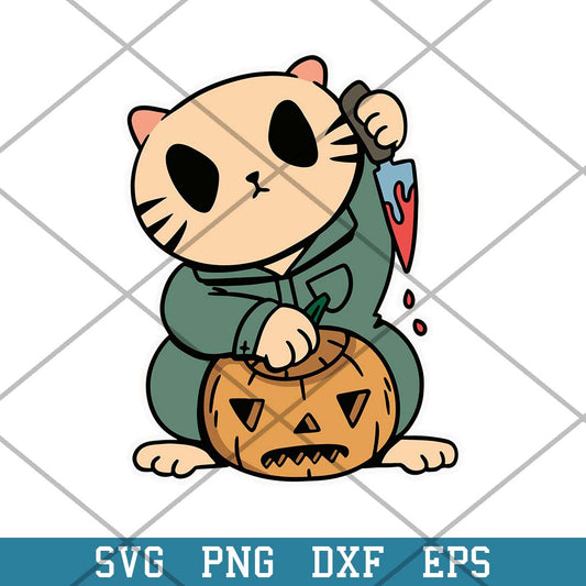 Cat Killer Halloween Svg, Cat Michael Myers Svg-Svgfilesforcricut