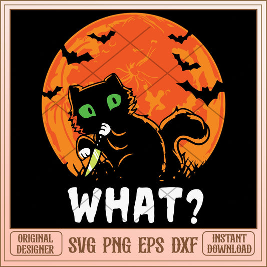 Cat with Knife Halloween white cute halloween svg, halloween Svg, digital download