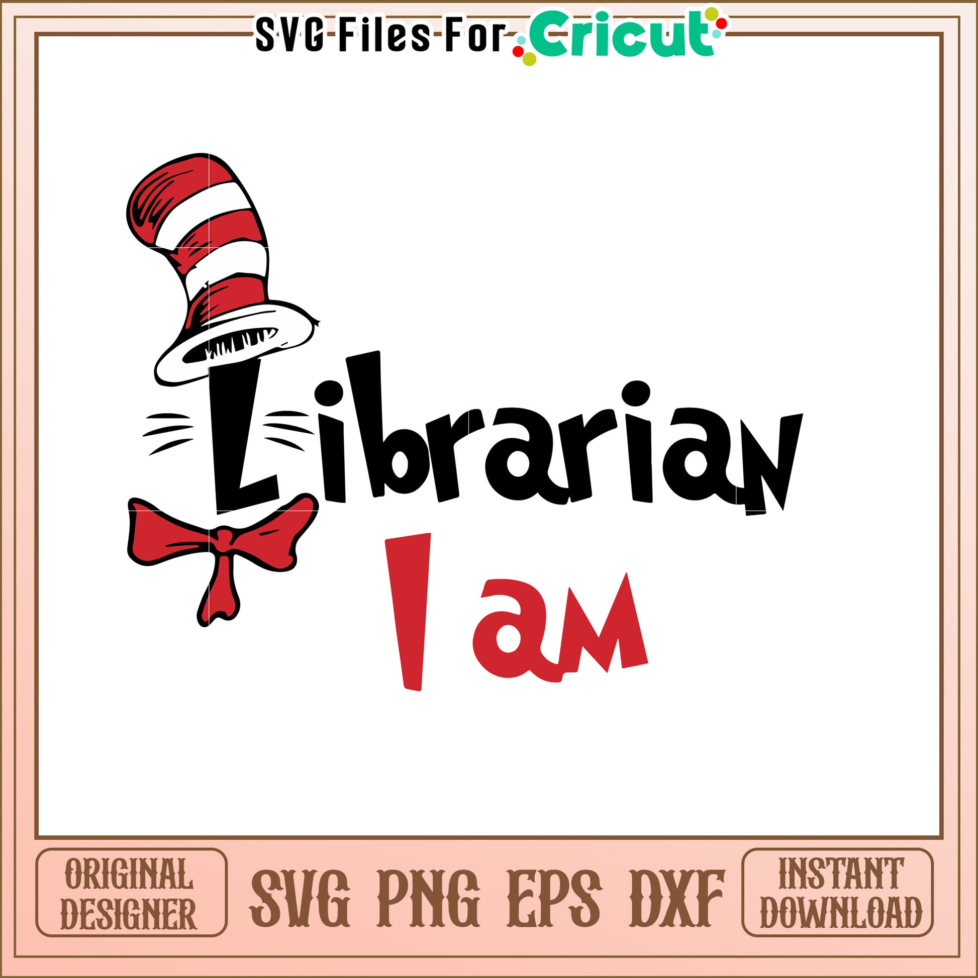 Cat in Hat Librarian SVG