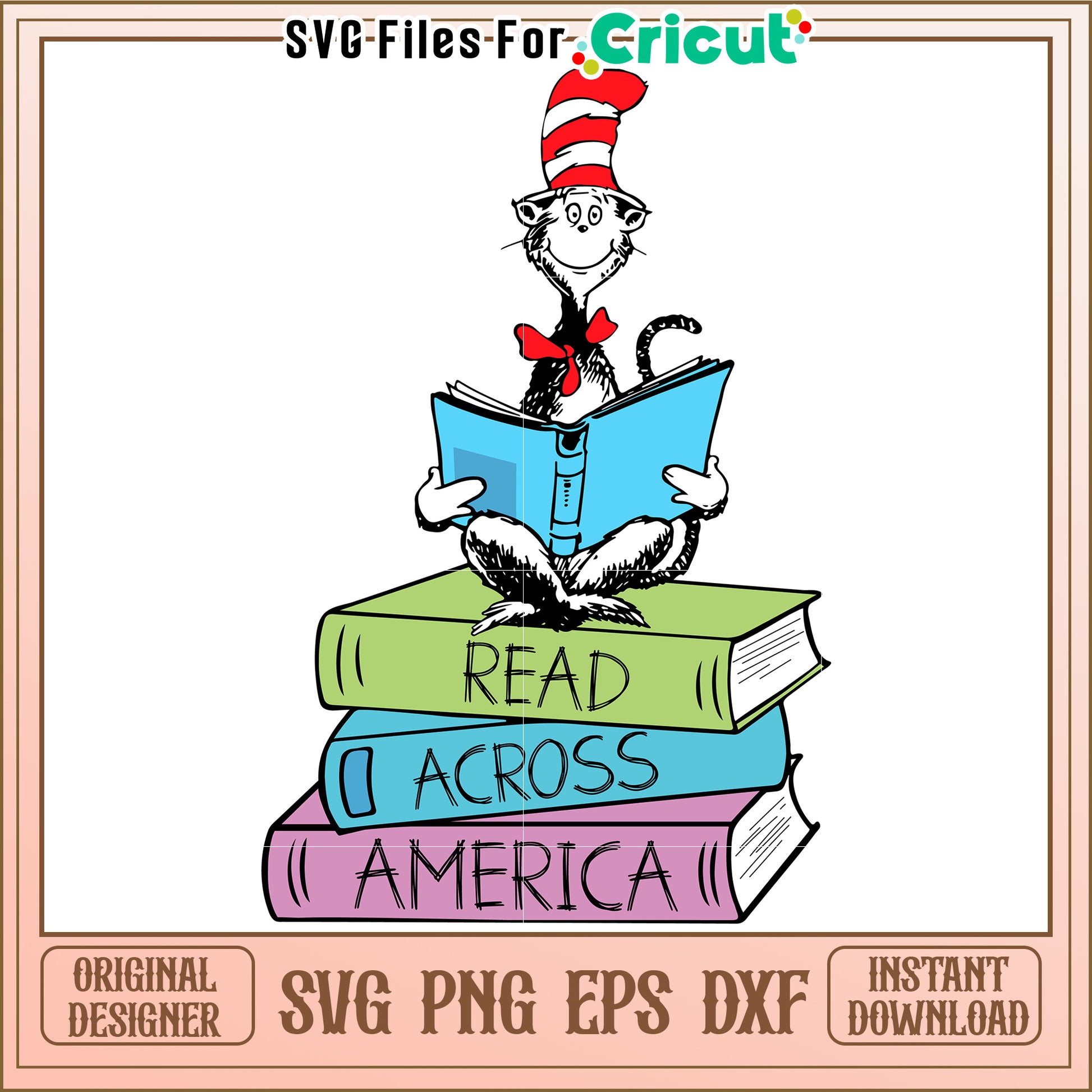 Cat in Hat Read Across America SVG