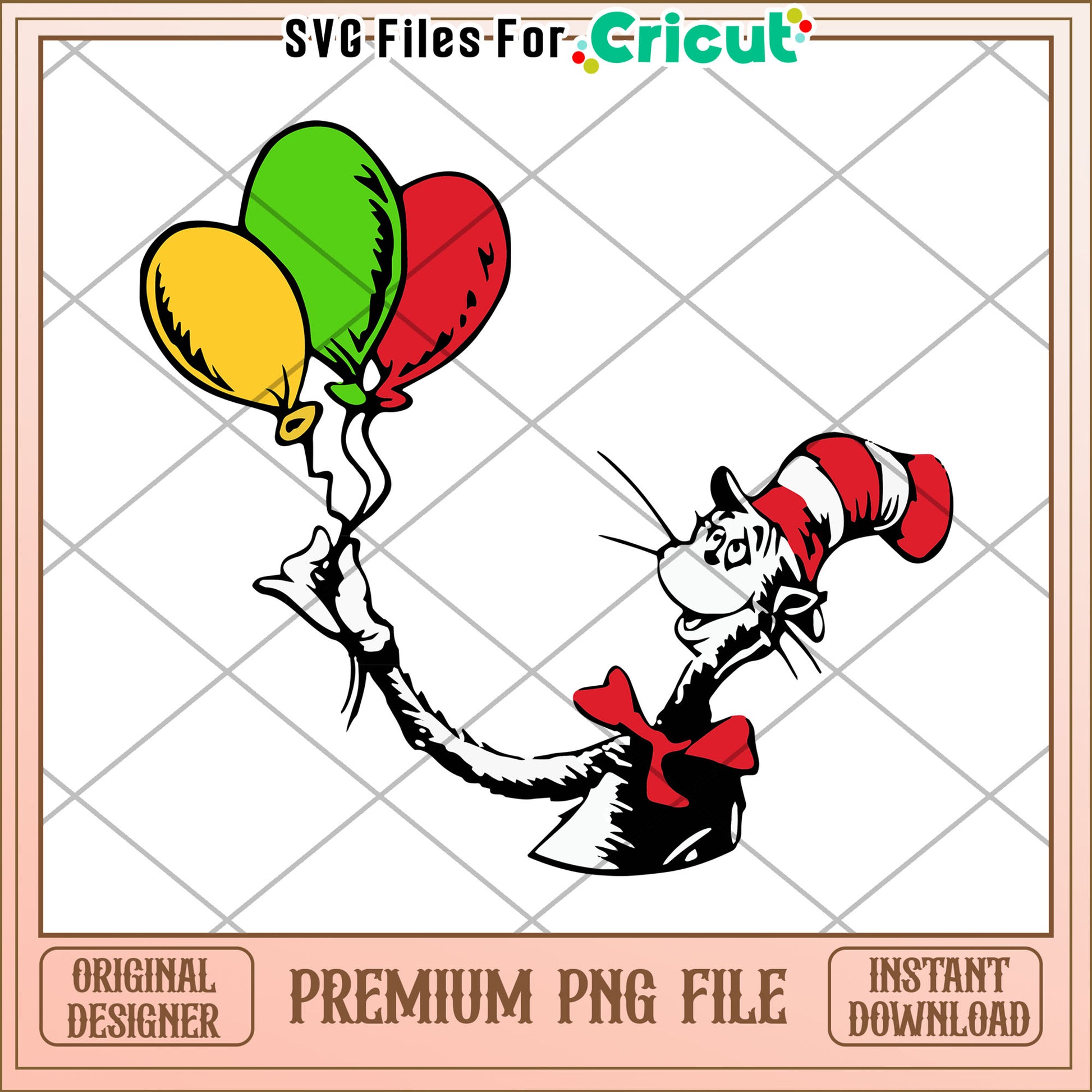 Cat in the Hat Balloons PNG Download