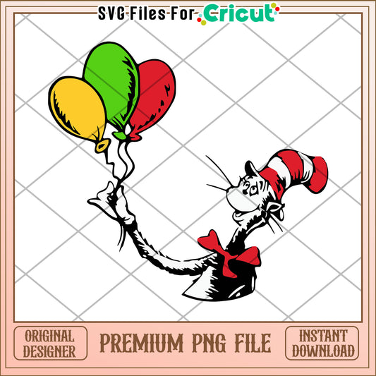 Cat in the Hat Balloons PNG Download