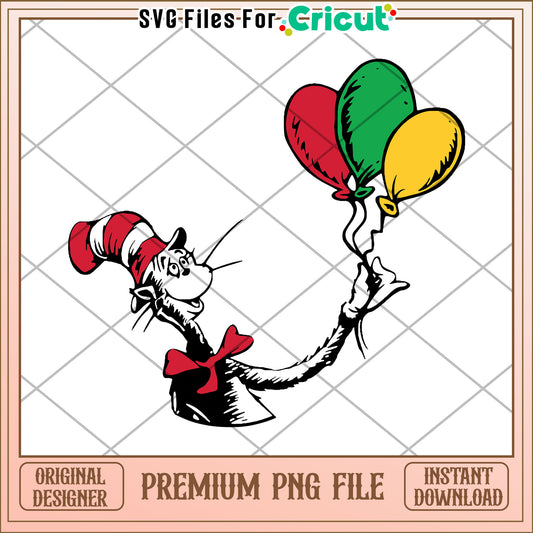 Cat in the Hat Balloons PNG Image