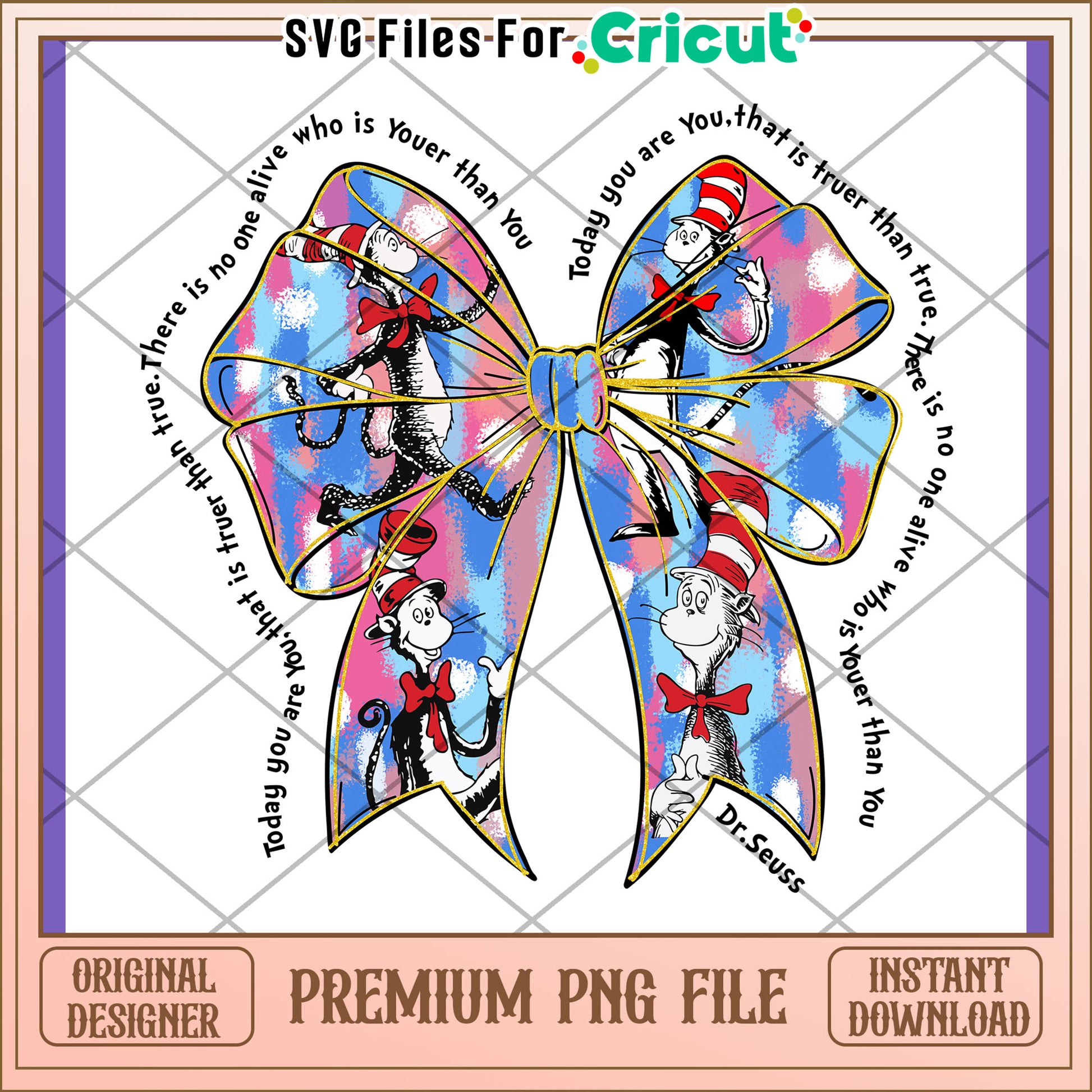 Cat in the Hat Bow PNG Sublimation Design