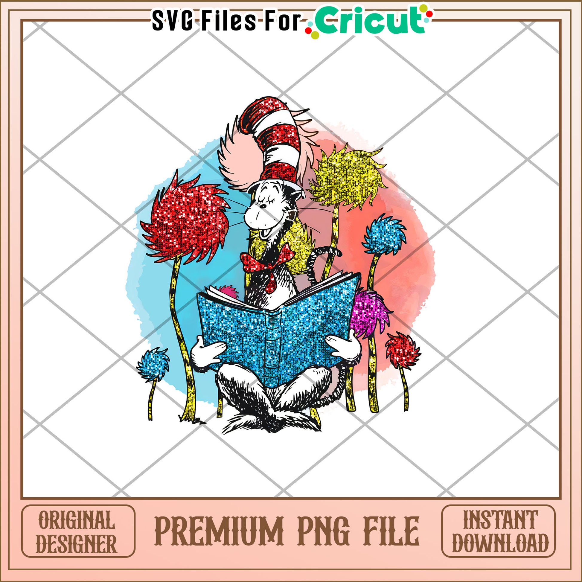 Cat in the Hat PNG Glitter Sublimation