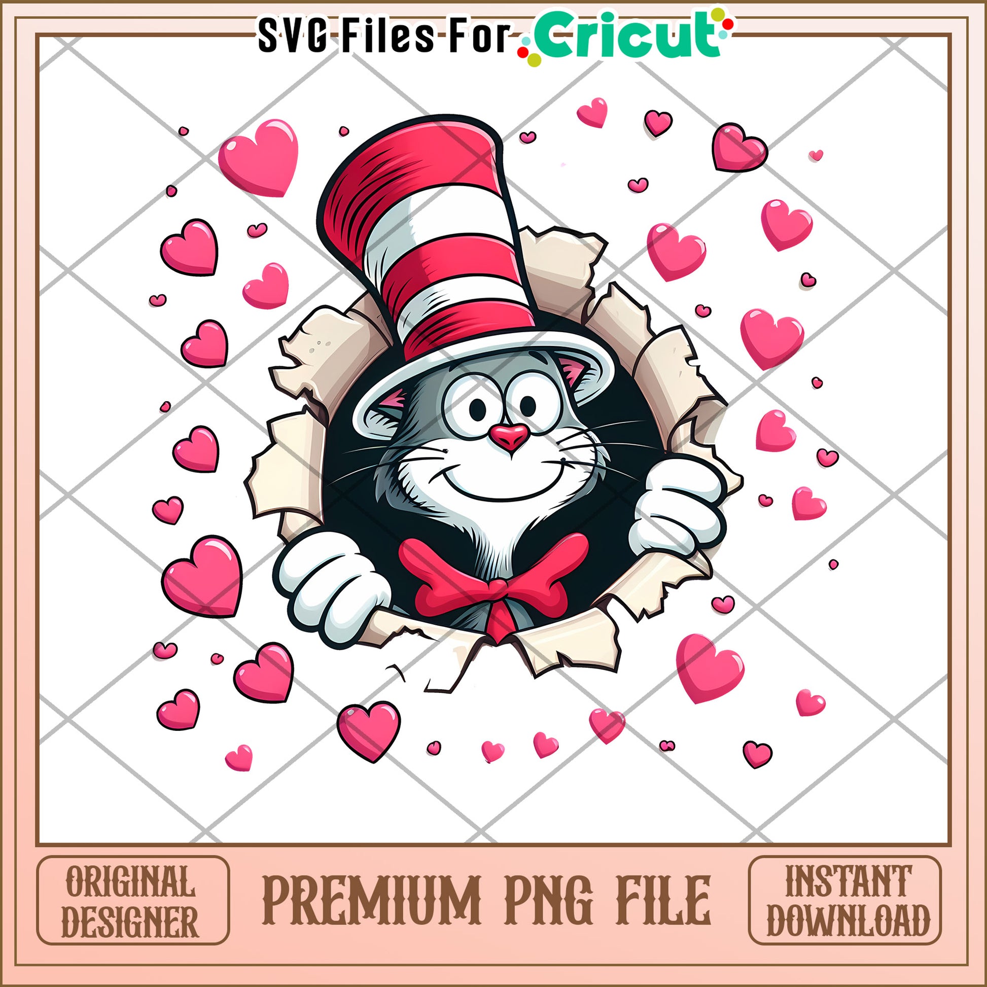 Cat in the Hat PNG Valentine's Day