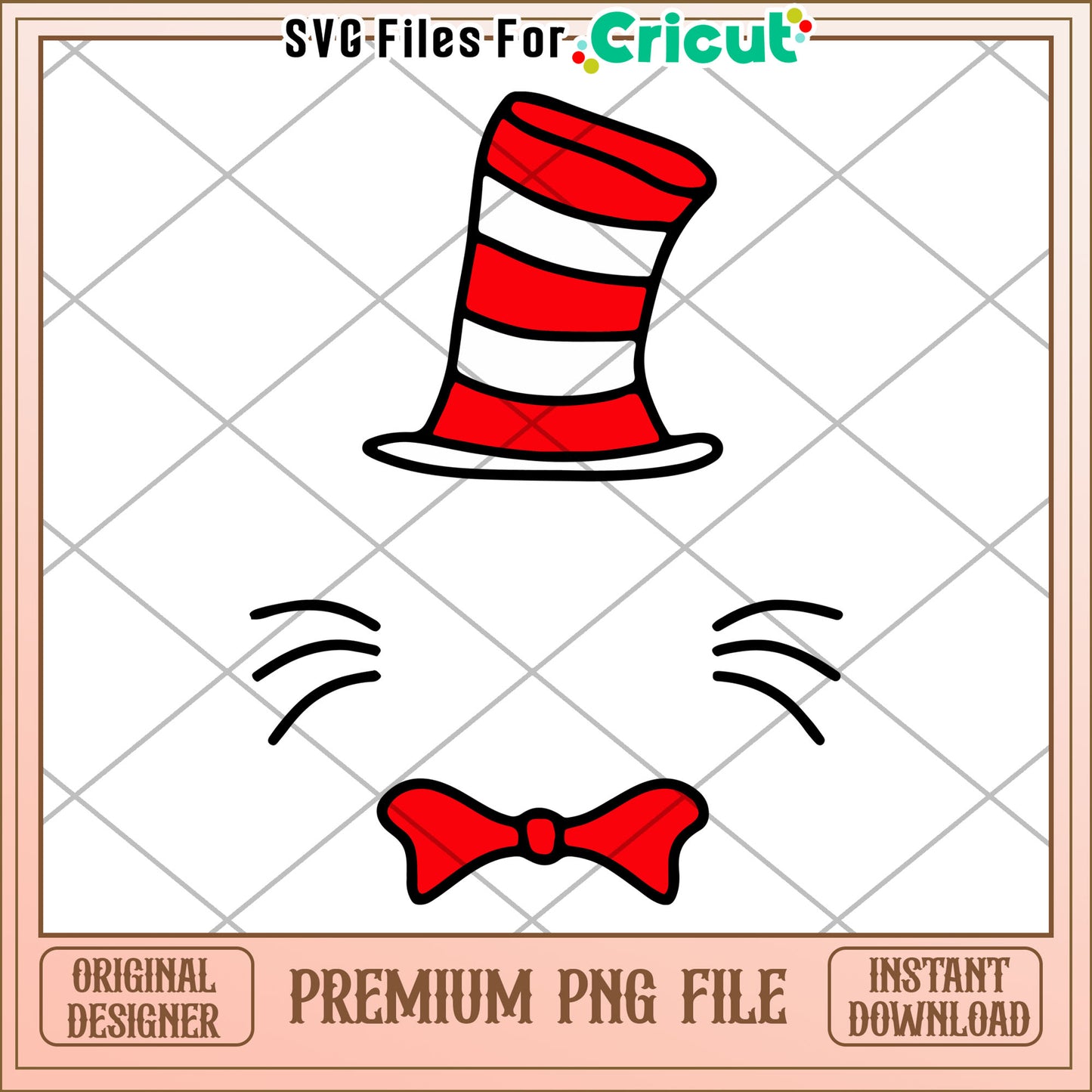 Cat in the Hat PNG, Instant Download