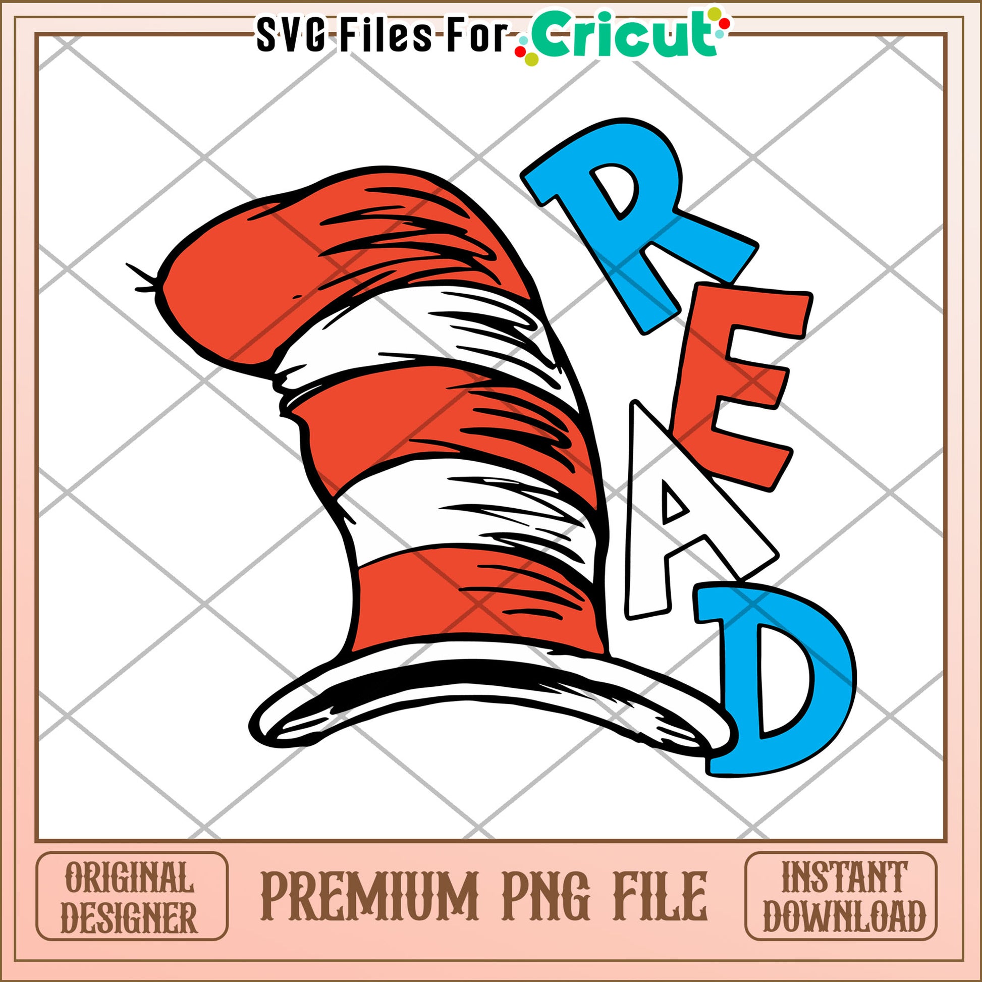 Cat in the Hat Read PNG Design