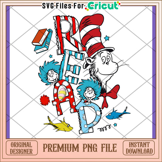 Cat in the Hat Read PNG Design
