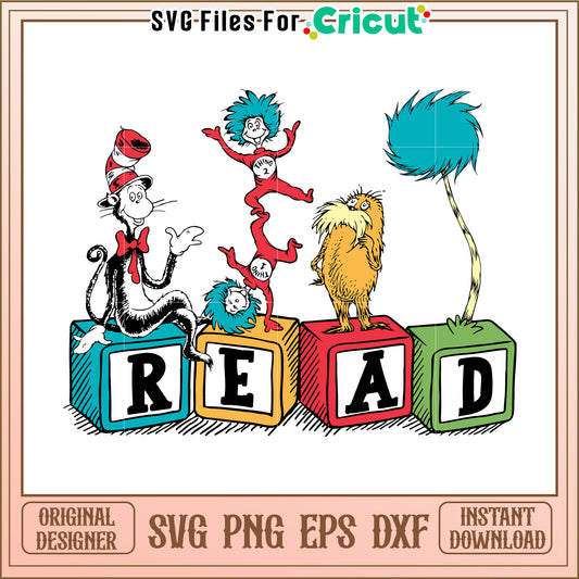 Cat in the Hat Read SVG Design