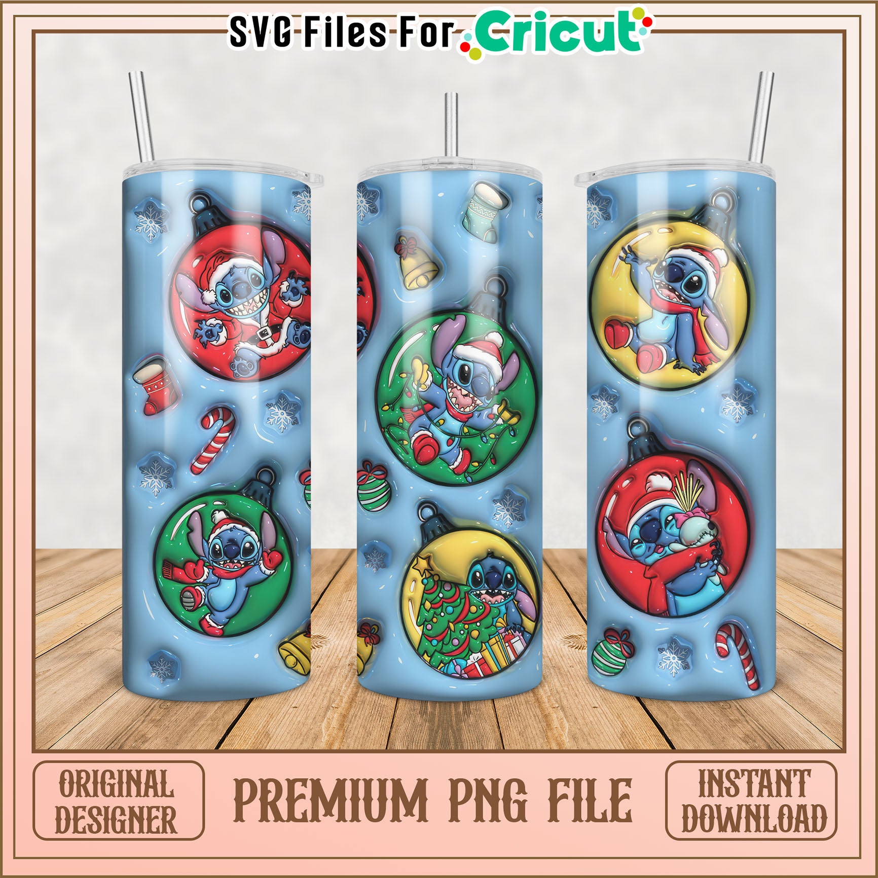 Celebrate the Holidays with Stitch Tumbler PNG File Download