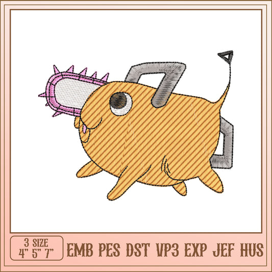 Chainsaw Dog Embroidery Design