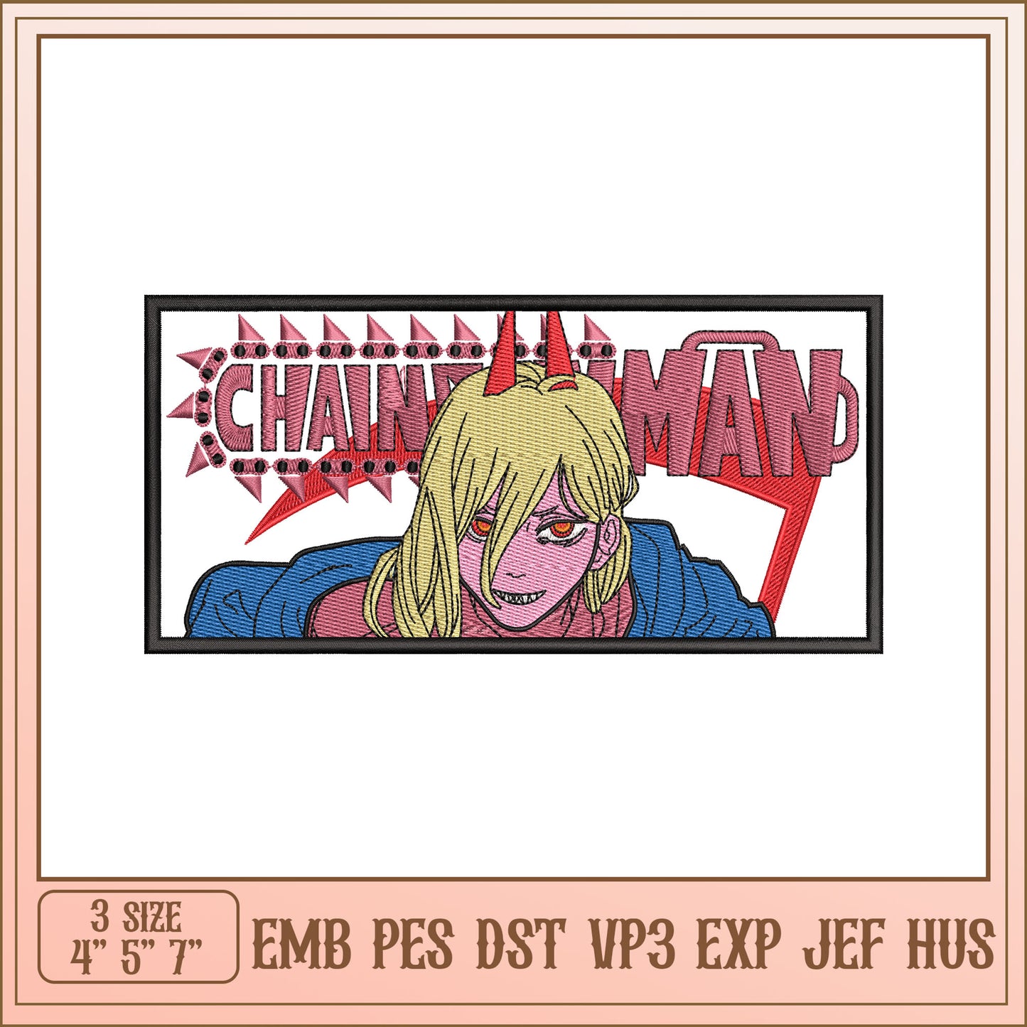 Chainsaw Man Embroidery Design