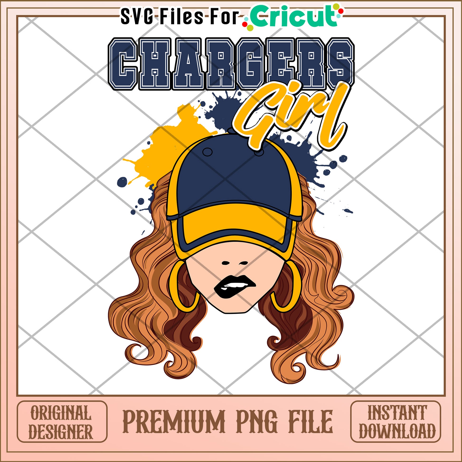 Chargers Girl PNG Design for Cricut, Download Premium File Now