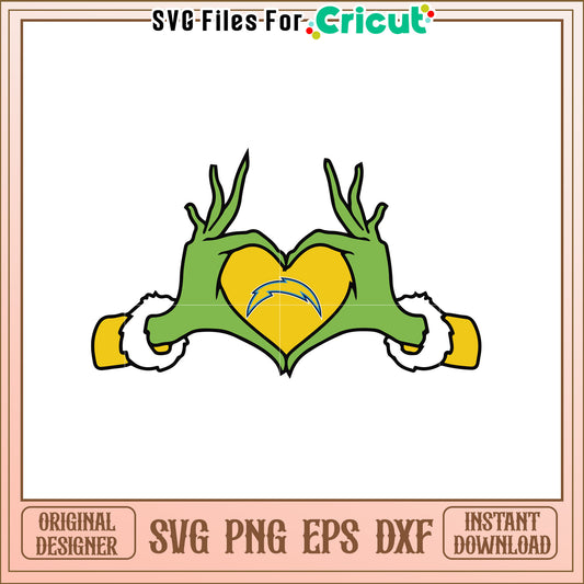 Chargers Heart SVG Design Download