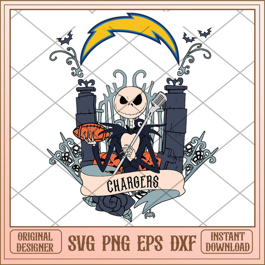 Chargers Jack Halloween bundle svg, The Nightmare Before Christmas Svg, digital download