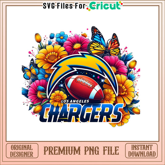 Chargers logo vintage flower png, Los Angeles Chargers png, NFL png