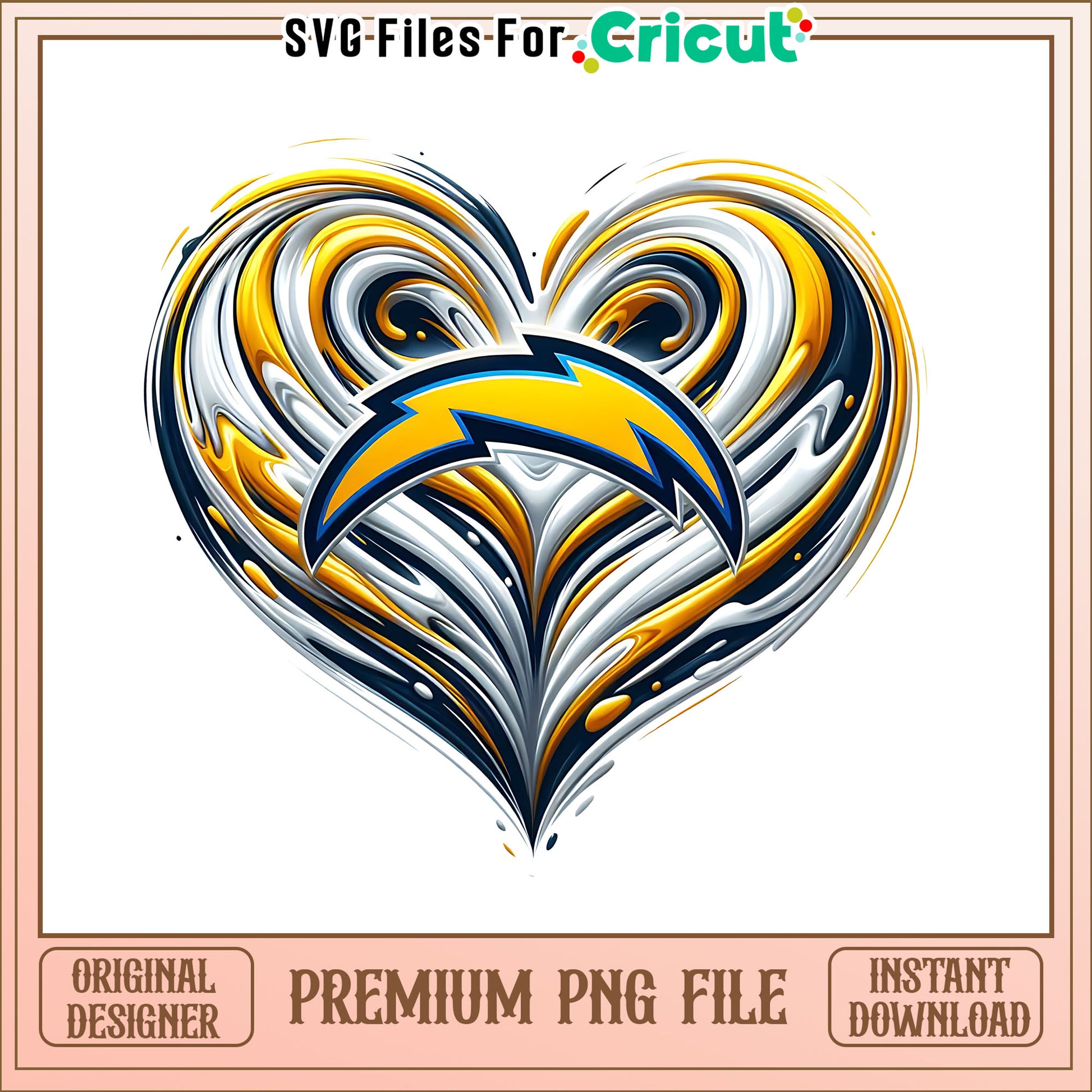 Chargers logo vintage heart png, Los Angeles Chargers png, NFL png