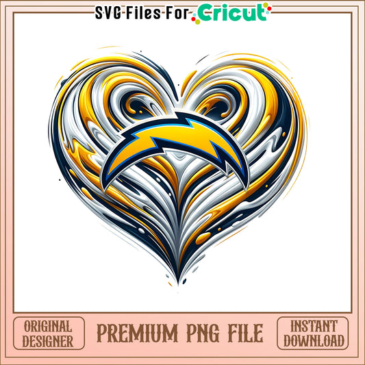 Chargers logo vintage heart png, Los Angeles Chargers png, NFL png