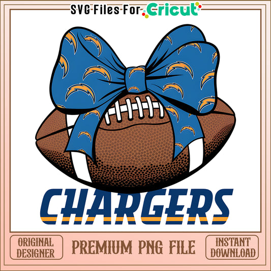 Chargers rugby ball and bow png, Los Angeles Chargers png, NFL png