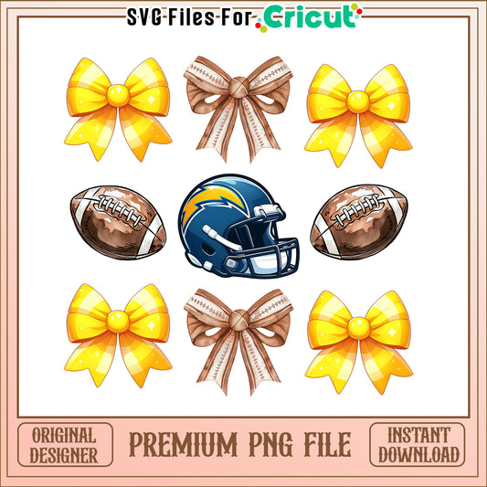 Chargers rugby ball and bow png, Los Angeles Chargers png, NFL png