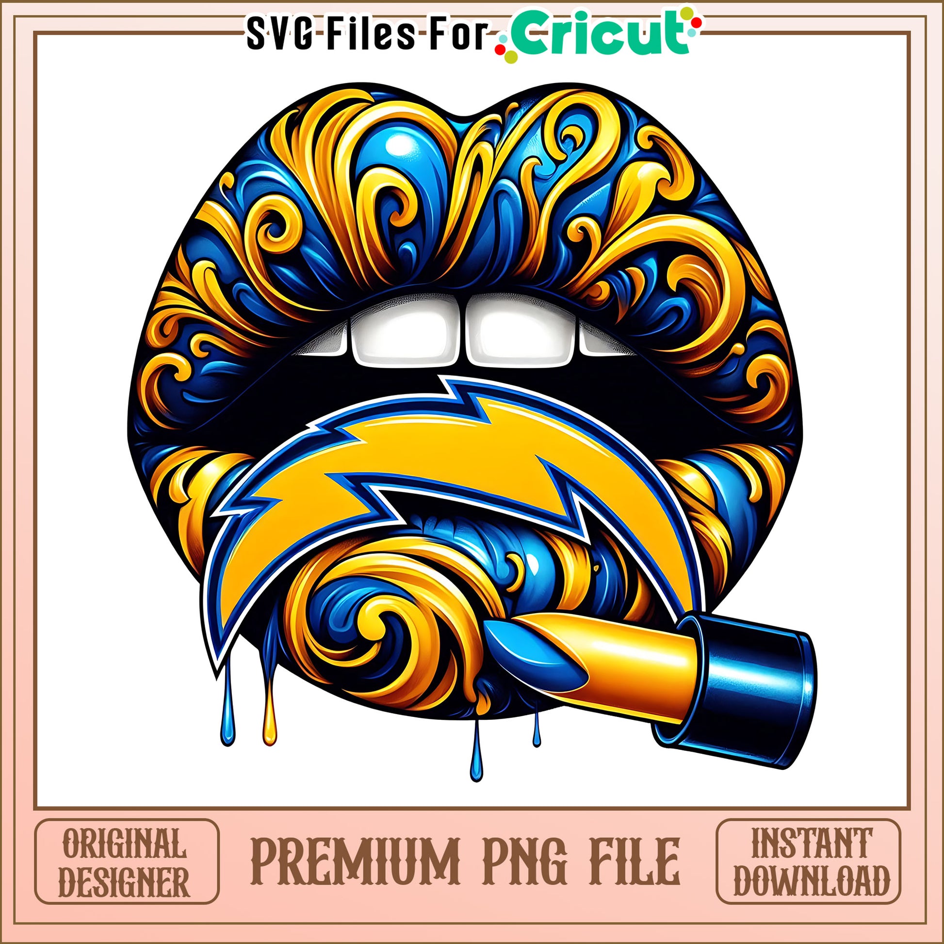 Chargers vintage lips design png, Los Angeles Chargers png, NFL png