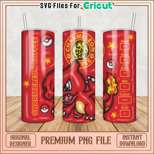 Charming Charmeleon Coffee Tumbler Design PNG for Cricut Crafts