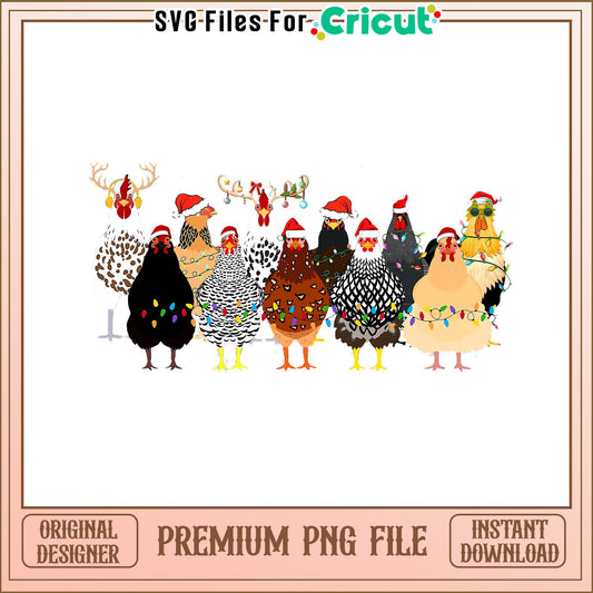 Charming Christmas Chickens PNG File, Perfect for Holiday Crafts