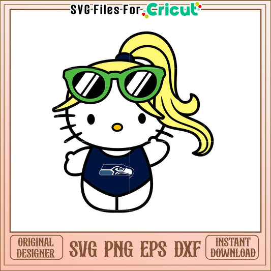 Charming Hello Kitty Seahawks SVG Design for Fans