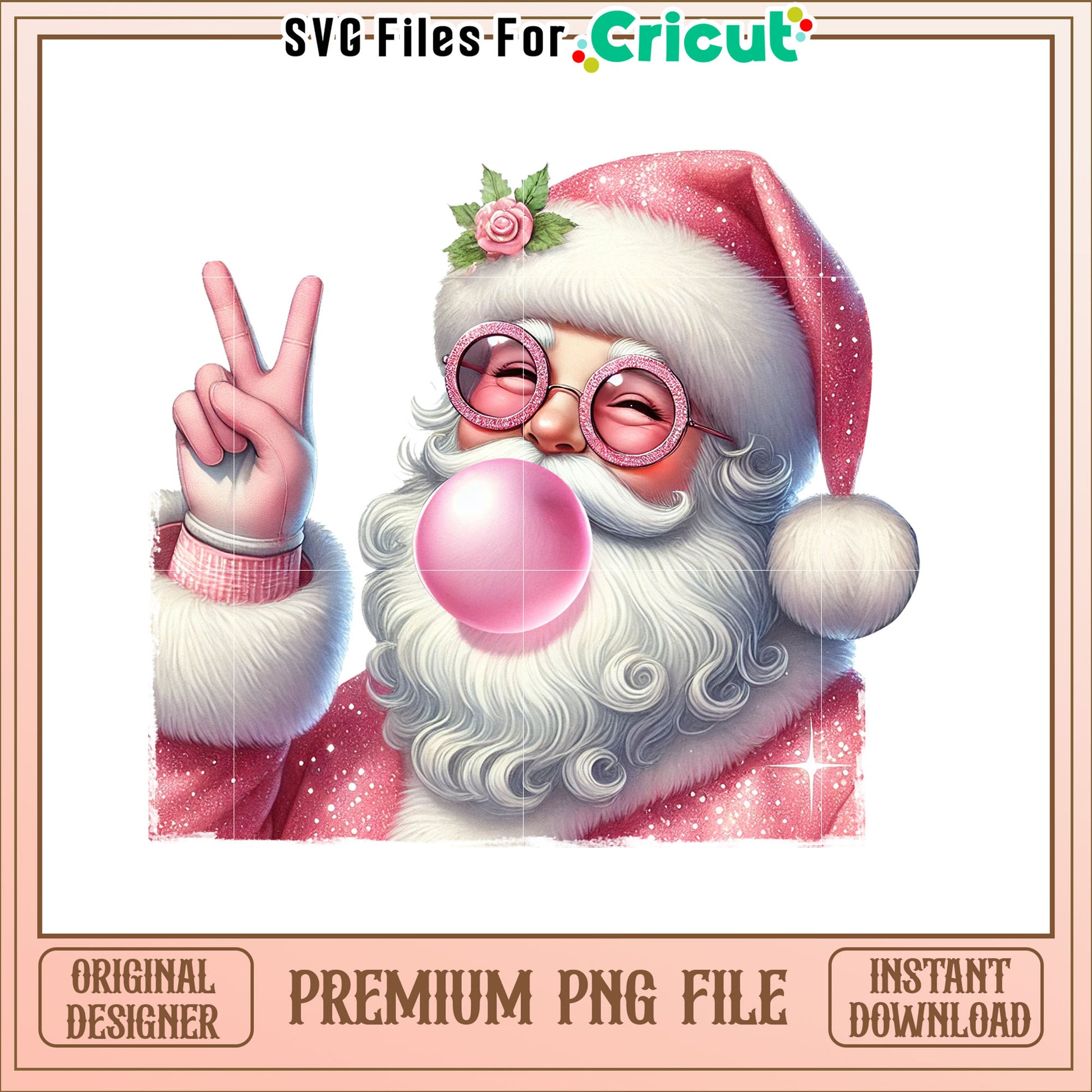 Charming Santa Claus with Bubble Gum PNG Image for Christmas Fun
