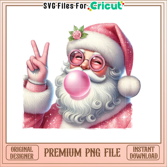Charming Santa Claus with Bubble Gum PNG Image for Christmas Fun
