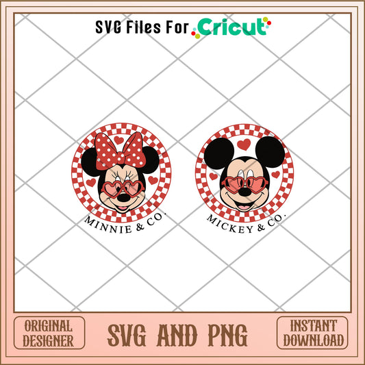 Checkered Valentines Mickey and Minnie Mouse bundle