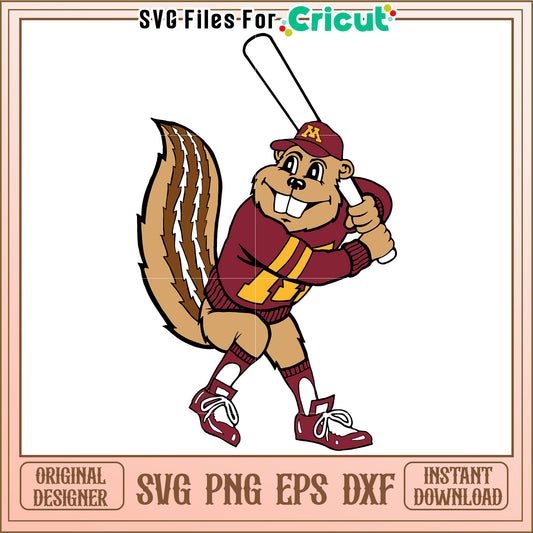 Cheerful Beaver Mascot SVG for Cricut, perfect for sports-themed projects
