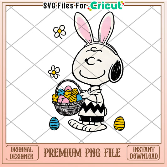 Cheerful Bunny Peanuts Character PNG for Spring Crafts