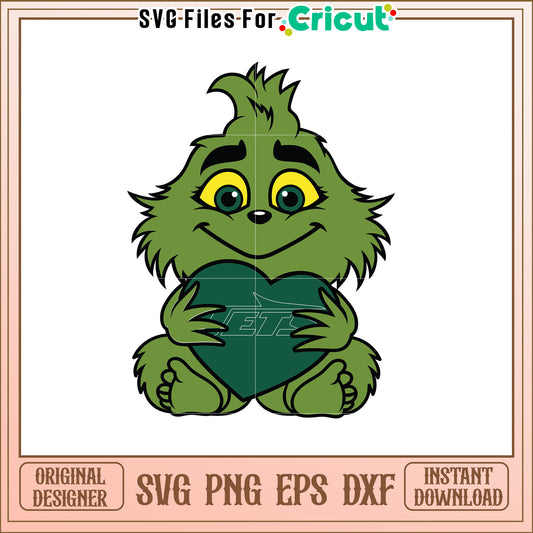 Cheerful Green Character SVG Design with Heart